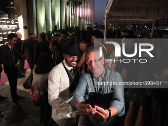 Pasay City, Philippines - International superstar Apl de Ap poses for pictures with fans during the opening of Nobu Hotel in Pasay City, Phi...
