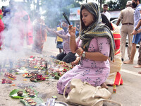 Devotees  offer prayers to Lord Ganesha on the occasion of Ganesh Chaturthi, amid the ongoing coronavirus pandemic in Nagaon district, in th...