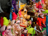 Idols of the elephant-headed Hindu deity Lord Ganesh in New Delhi on August 22, 2020, ahead of beginning the Ganesh Chaturthi festival start...