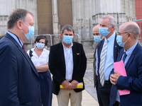 Tuesday August 26, 2020, the new Prefect of Loire-Atlantique Didier Martin (on left) went to the forecourt of the cathedral of Nantes (Franc...