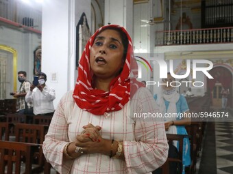 People attend Special Prayer at St. Thomas Church to the celebrate The 110th Birth Anniversary of Mother Teresa on August 26,2020 in Kolkata...