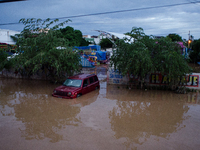 The coastal town of Melaque in the state of Jalisco, was severely affected after the passage of Tropical Storm Hernán through the Mexican Pa...
