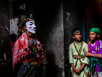 Young bihari's poses in front of the camera wearing the traditional attire in Dhaka, Bangladesh, on August 29, 2020.  (