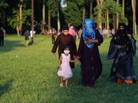 People are visiting at a park in Dhaka, Bangladesh on September 4, 2020.  (