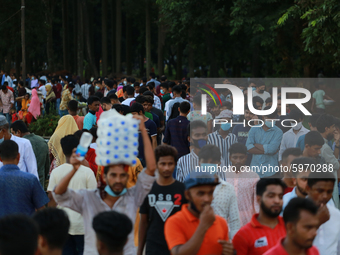 People are visiting at a park in Dhaka, Bangladesh on September 4, 2020.  (