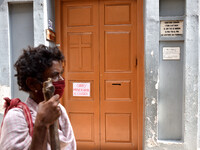 A helpless man waits for food outside Mother's House for food on September 5, 2020 in Kolkata, India. (