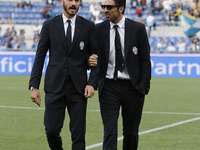 Leonardo Bonucci and Gigi Buffon before the final of TIM Cup match between SS Lazio vs Juventus FC at the Olympic Stafium of Rome  on may 20...