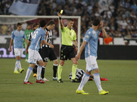The Referee warns Marco Parolo  during the final of TIM Cup match between SS Lazio vs Juventus FC at the Olympic Stafium of Rome  on may 20,...