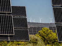 Images of the solar power plant, renewable electric power at Flix near Tarragona, Catalonia, Spain, on 4 September 2020. (