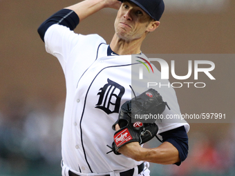 Detroit Tigers starter Shane Greene pitches the third inning of a baseball game against the Milwaukee Brewers in Detroit, Michigan USA, on W...