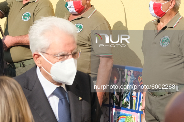 The President of the Italian Republic Sergio Mattarella arrives, on the occasion of the reopening of schools and the start of the new school...