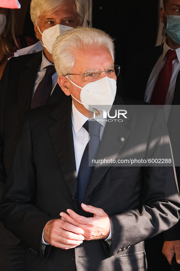 The President of the Italian Republic Sergio Mattarella arrives, on the occasion of the reopening of schools and the start of the new school...