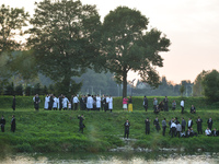 Orthodox Jews praying on the last day of Rosh Hashanah, the Jewish New Year, on the bank of the San river in Dynow.
Over 150 Orthodox Jews f...