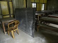 Empty classroom at a school, in Guwahati, Assam, India on September 21, 2020 as schools reopened after more than 5-months closure due to the...