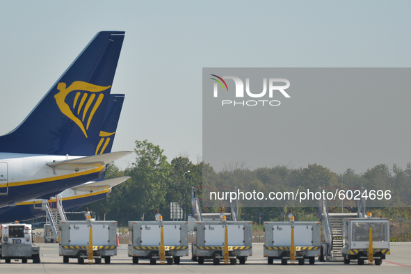 Ryanair planes seen at the John Paul II Krakow-Balice International Airport.
On September 22, 2020, in Balice, Krakow, Poland. 