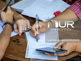 A Student learning from home with private teacher at South Jakarta on 24 September 2020. Jakarta's return to stricter social-distancing meas...