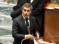  French Interior Minister Gerald Darmanin   speaks at the session of the questions for the government (QAG) at French National Assembly  in...