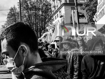 (EDITOR'S NOTE: Image was converted to black and white) Students strike against the way the Italian government managed, with delays and fail...