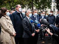 Jean-François Ricard, anti-terrorist prosecutor, the Mayor of Paris Anne Hidalgo, Prime Minister Jean Castex and Interior Minister Gérald Da...