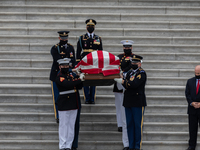 The casket of the late Supreme Court Associate Justice Ruth Bader Ginsburg is carried following ceremonies honoring Ginsburg at the U.S. Cap...