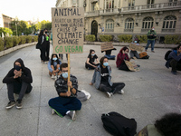 A protester during the Global Climate Action Day event in Madrid, Spain, on September 25, 2020. . After nine months marked by the COVID-19 p...