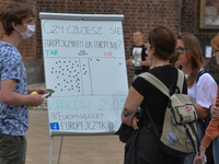 A young man conducts a poll by asking a question 'Do you feel European?' in Krakow's Main Market Square.
The number of COVID-19 infected in...