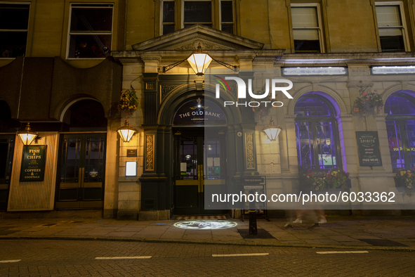 First Friday night of early pub closures due to the government hospitality curfew in Northampton, England on 25th September 2020. 