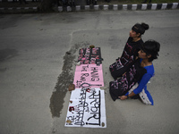 Nepalese youths staged protest at Maitighar, Kathmandu, Nepal demanding justice to a 12yrs girl Samjhana Kami killed after rape from Bajhang...