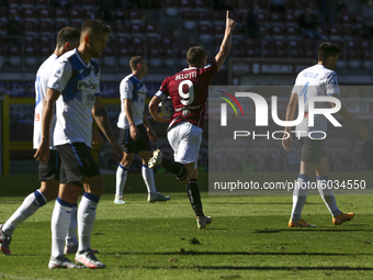 Andrea Belotti of Torino FC compete for the ball during the Serie A football match between Torino FC and Atalanta BC at Olympic Grande Torin...