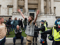  Police clears protesters from Trafalgar Square after Unite for Freedom rally which was held to protest against the restrictions imposed by...