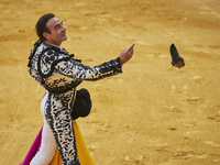 Spanish bullfighter Enrique Ponce throws a bull ear to espctators after killing a bull during the Virgen de las Angustias Bullfighting Festi...