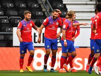  
Bradley Johnson of Blackburn Rovers celebrates after scoring a goal to make it 0-3 during the Sky Bet Championship match between Derby Co...