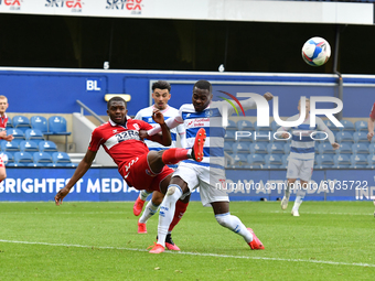 Bright Osayi-Samuel and Anfernee Dijksteel in action during the Sky Bet Championship match between Queens Park Rangers and Middlesbrough at...