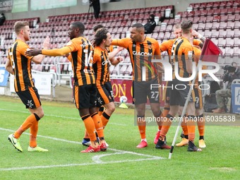  Keane Lewis-Potter celebrates after scoring for Hull City, to take the lead to make it 1 - 0 against Northampton Town, during the Sky Bet L...