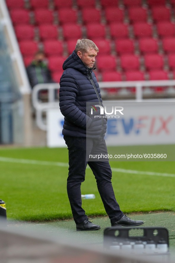  Hull City's manager Grant McCann during the first half of the Sky Bet League One match between Northampton Town and Hull City at the PTS Ac...