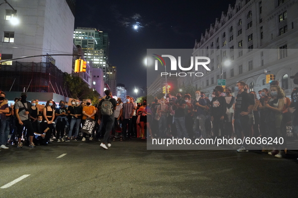Black Lives Matter protesters demanding justice for Breonna Taylor protest in New York City, United States, on September 26, 2020.  