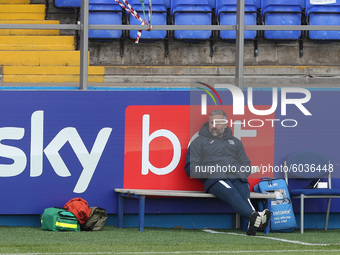   Barrow manager David Dunn during the Sky Bet League 2 match between Barrow and Colchester United at the Holker Street, Barrow-in-Furness,...
