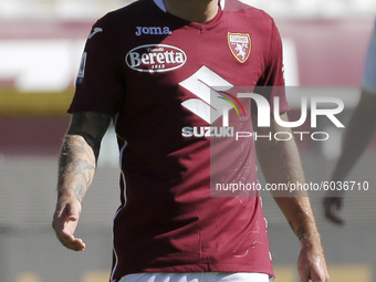 Karol Linetty of Torino FC in action during the Serie A match between Torino FC and Atalanta BC at Stadio Olimpico di Torino on September 26...