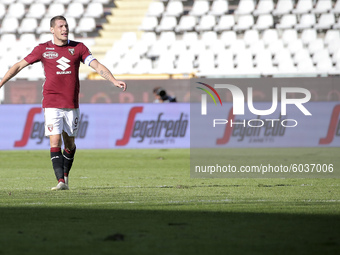 Andrea Belotti of Torino FC in action during the Serie A match between Torino FC and Atalanta BC at Stadio Olimpico di Torino on September 2...