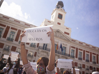 Concentration called by Unions, Associations and left-wing parties at the 'Door of El Sol' in Madrid, Spain, on September 27, 2020 as a prot...