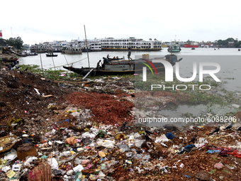 Water pollution by human wastage in Buriganga River in Dhaka, Bangladesh, on September 27, 2020. (