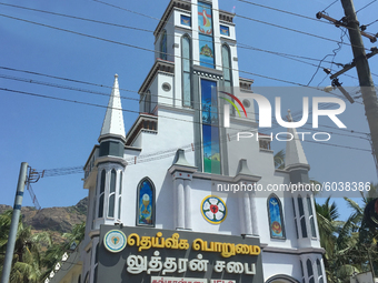 Catholic church in Chunkan Kadai, Alur, Tamil Nadu, India on February 12, 2020. (