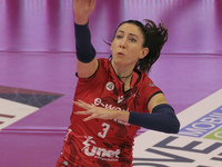 Rossella Olivotto of Busto Arsizio Volley in action during the Volleyball Women Serie A match between Busto Arsizio Volley and Imoco Volley...