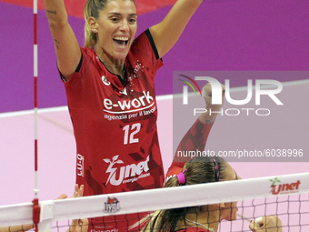 Francesca Piccinini of Busto Arsizio Volley celebrates during the Volleyball Women Serie A match between Busto Arsizio Volley and Imoco Voll...