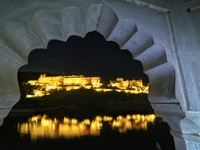 Historic Amer Fort illuminated on the occasion of World Tourism Day, in Jaipur, Rajasthan, India, on September 27, 2020. (