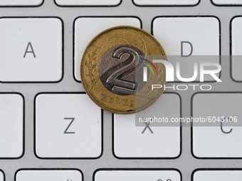 A Polish two zloty coin is seen in this photo illustration in Warsaw, Poland on September 29, 2020. The Polish zloty currency has seen it's...