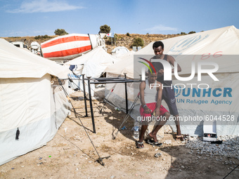 The daily life of the refugees in the new camp of Kara Tepe on September 28, 2020, in Lesvos, Greece. (
