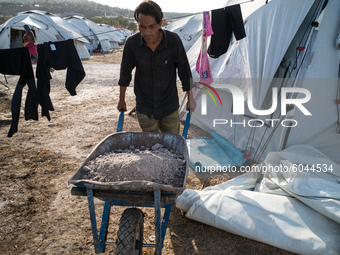 The daily life of the refugees in the new camp of Kara Tepe on September 28, 2020, in Lesvos, Greece. (