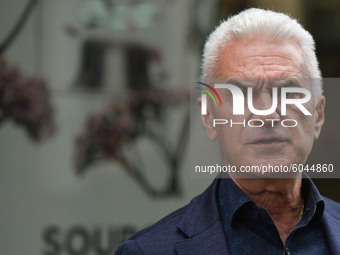 Volen Siderov, a Bulgarian politician and chairman of the nationalist party Attack, speaks to media next to the Capital Directorate of Inter...