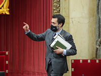 Roger Torrent, President of the Parliament, during the plenary session to discuss the disqualification of the president, in Barcelona on 30t...